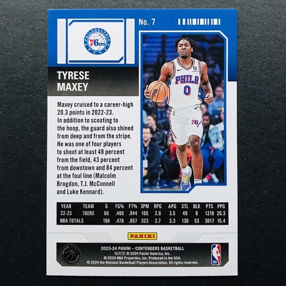 Tyrese Maxey - 2023-24 Panini Contenders #7 - Picture 2 of 2